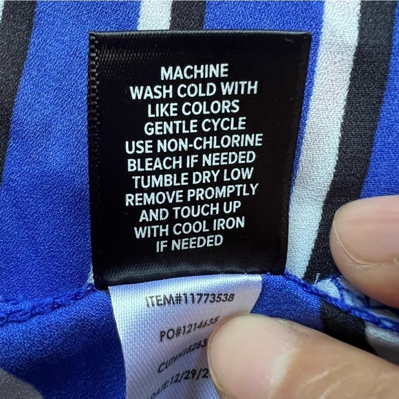 Torrid Womens Plus Sz 3X Blue White Striped With Bow Blouse Flutter Short Sleeve - Picture 9 of 9